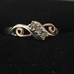 Rose gold and sterling silver ring